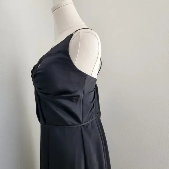 Morilee by Madeline Gardner Black Satin Mermaid Gown V Neck Maxi Dress M - Picture 5 of 14